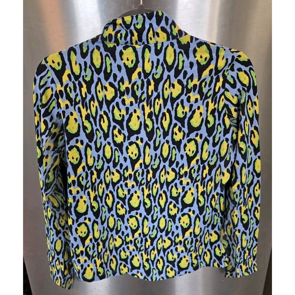 IBKUL GEMMA S Periwinkle Multi Leopard 1/4 Zip Mock Golf Shirt UPF 50+ Quick Dry - Picture 2 of 6